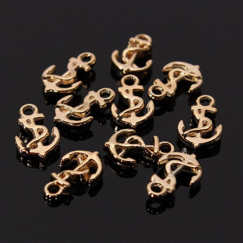 10pcs Glitters Golden Metal Ship Anchor Nail Art Tips Διακόσμηση