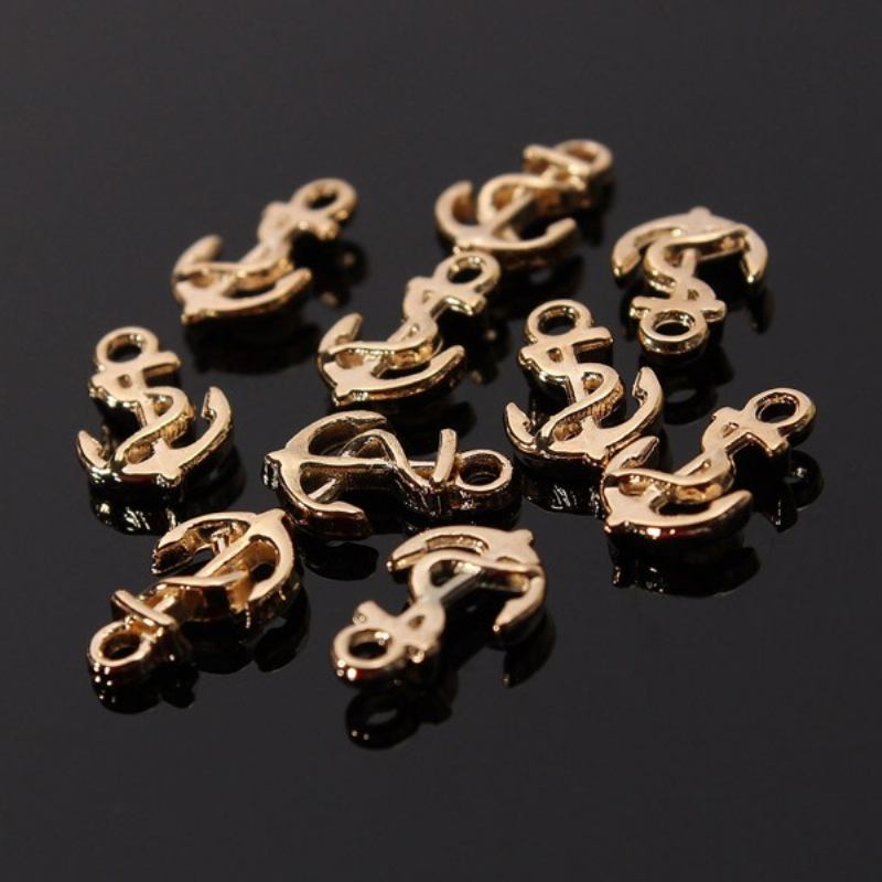 10pcs Glitters Golden Metal Ship Anchor Nail Art Tips Διακόσμηση