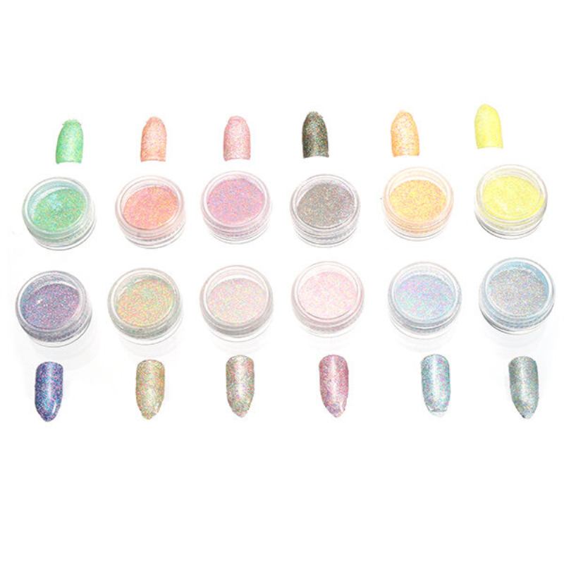 12 Μικτά Χρώματα Πούδρα Νυχιών Dust Gradient Color Manicure Nails Lip Diy Διακόσμηση