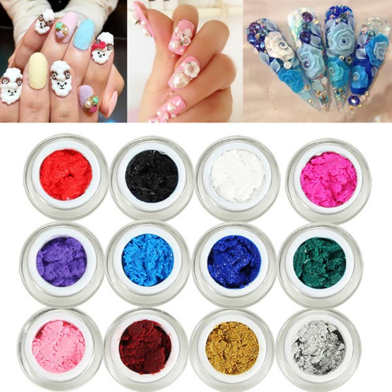 12 Χρώματα 3d Carving Kit Uv Gel Sculpture Nail Art Design Diy Μανικιούρ