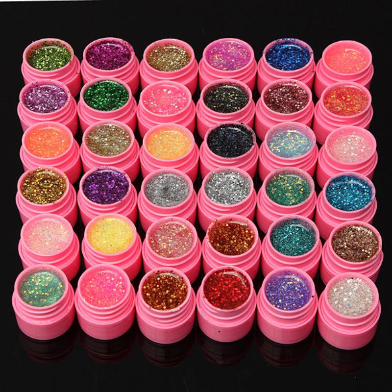 36pcs Mix Colors Shining Glitter Acrylic Uv Gel Builder Polish Set