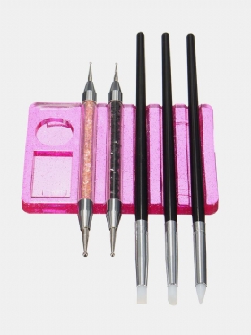 5 Grooves Nail Art Brush Drying Holder Plastic Stand Acrylic Uv Gel Pen