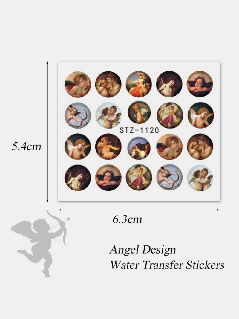8 Τμχ Αυτοκόλλητα Νυχιών Retro Cupid Eros Μεταφοράς Νερού Εργαλεία Μανικιούρ
