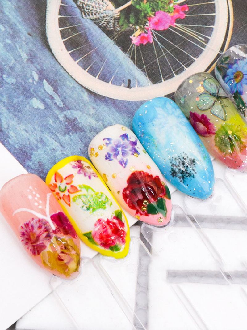 8pcs/lot Αυτοκόλλητο Νυχιών Butterfly Flower Invisible Super Thin Lasting Nail Art Beauty