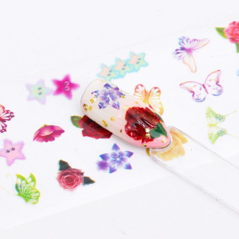 8pcs/lot Αυτοκόλλητο Νυχιών Butterfly Flower Invisible Super Thin Lasting Nail Art Beauty