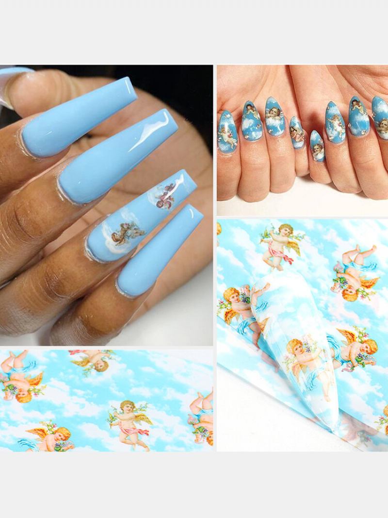 Αυτοκόλλητο 8 Τμχ Nail Art Diy Small Floral Cupid Angel Transfer Water