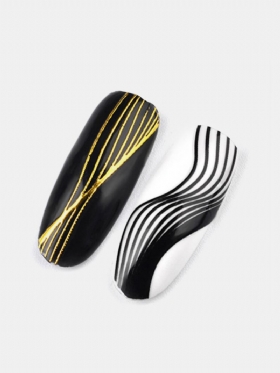 Αυτοκόλλητο Με Μεταλλικά Τρισδιάστατα Αυτοκόλλητα Νυχιών Wave Strip Gold Nails Art Adhesive Transfer