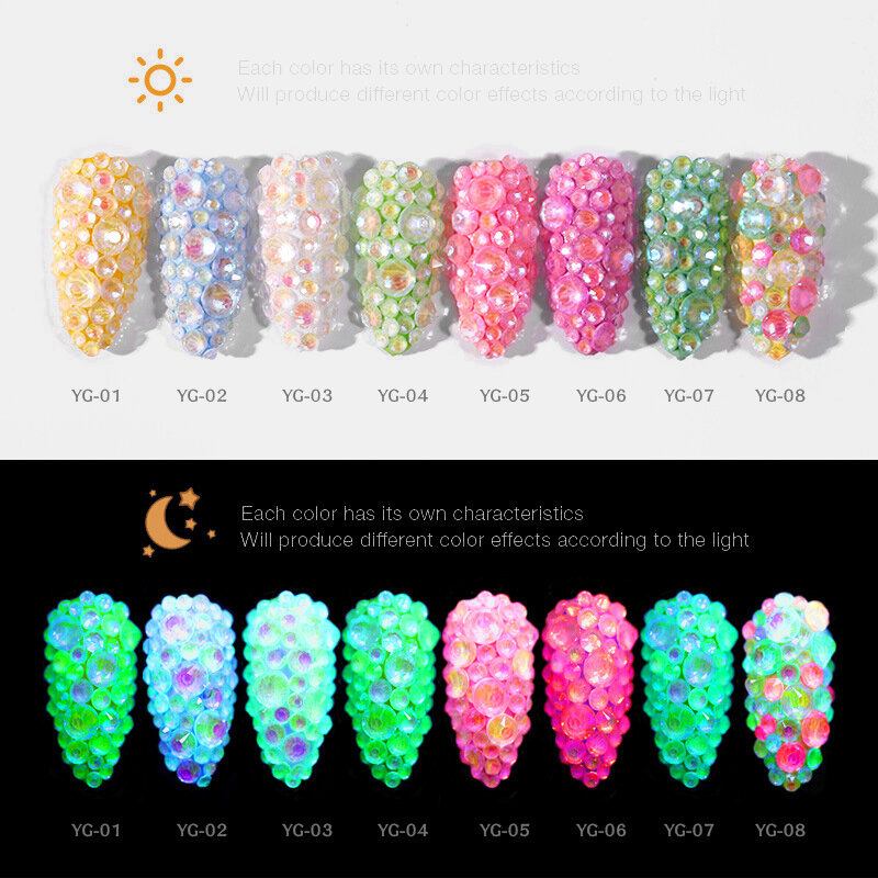 Διακοσμήσεις Με Στρας Με 8 Χρώματα Φωτεινό Κρύσταλλο Μικτού Μεγέθους 3d Manicure Glitter Diamond Jewelly