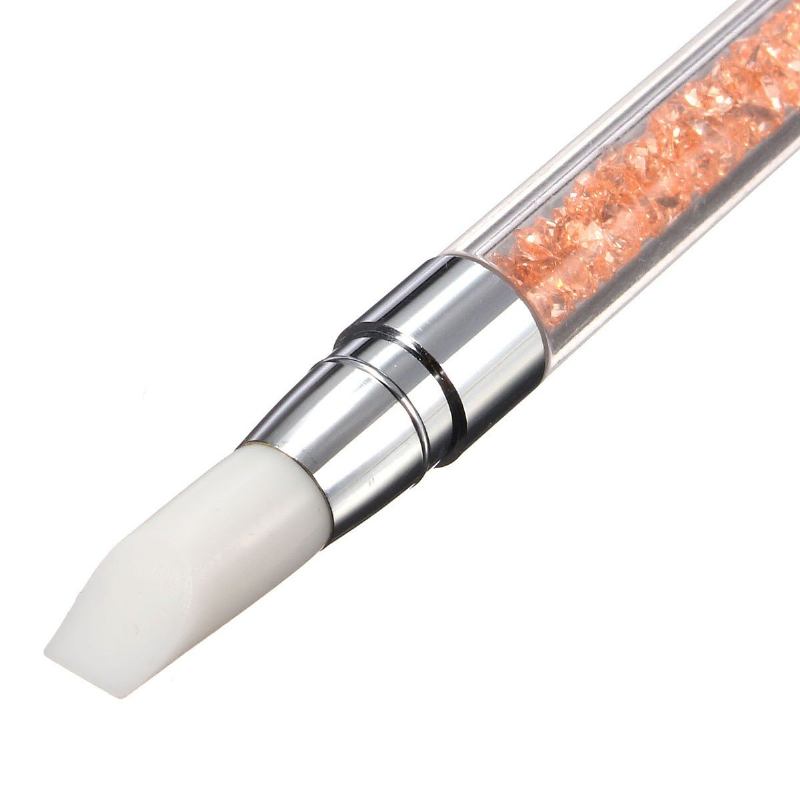 Διπλό Άκρο Shiny Diamond Silica Gel Nail Art Exfoliating Pusher