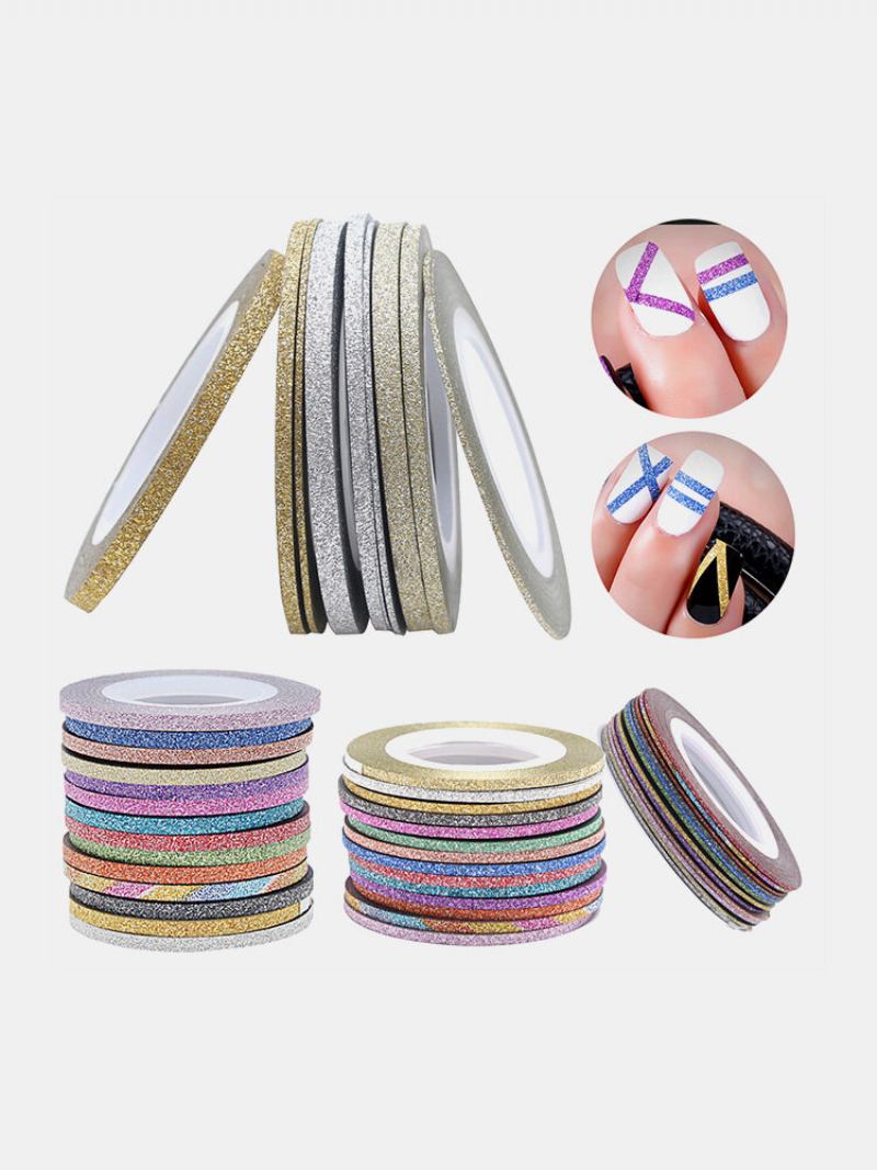 Glitter Nail Art Tape Line Strips Decoration For Uv Gel Polish Αυτοκόλλητο