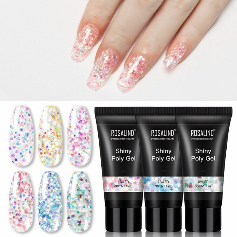 Γυαλιστερό Poly Glitter Extension Gel Nails Art Design Semi Permanent Uv Gel Builder All For Manicure Gellak Nail Gel