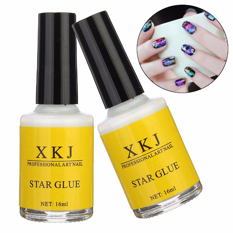 Λευκή Κόλλα Nail Art Glue Transfer Tips Αυτοκόλλητο Galaxy Star Foil 16ml