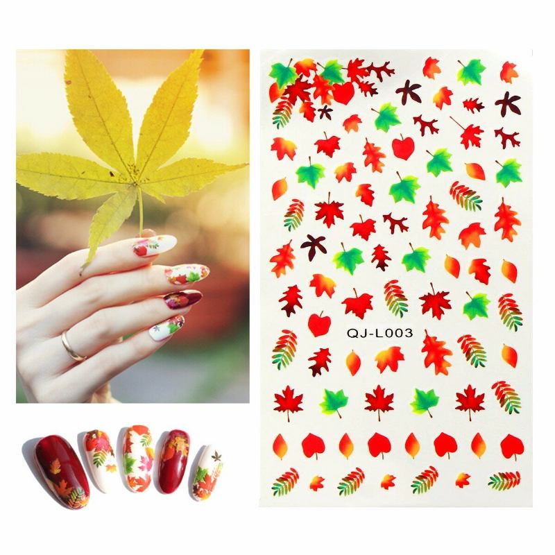 Maple Leaf Diy Nail Art Διακόσμηση Μεταφορά Νερού Συμβουλές Μανικιούρ Αυτοκόλλητα