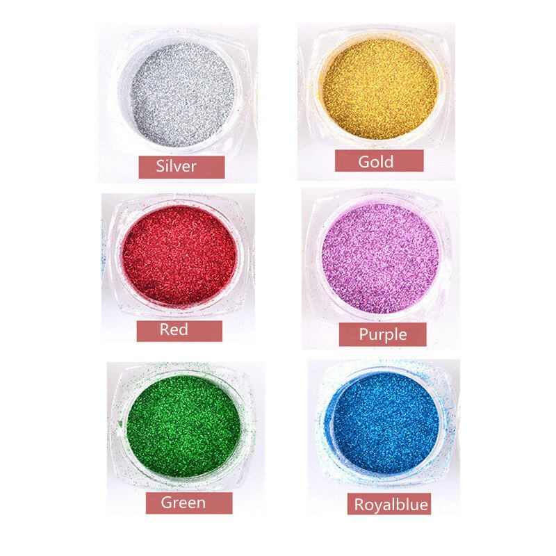 Metallic Mirror Powder Nail Gliters Dust Chrome Pigment 6 Χρώματα