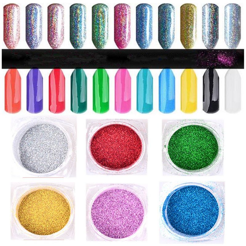 Metallic Mirror Powder Nail Gliters Dust Chrome Pigment 6 Χρώματα