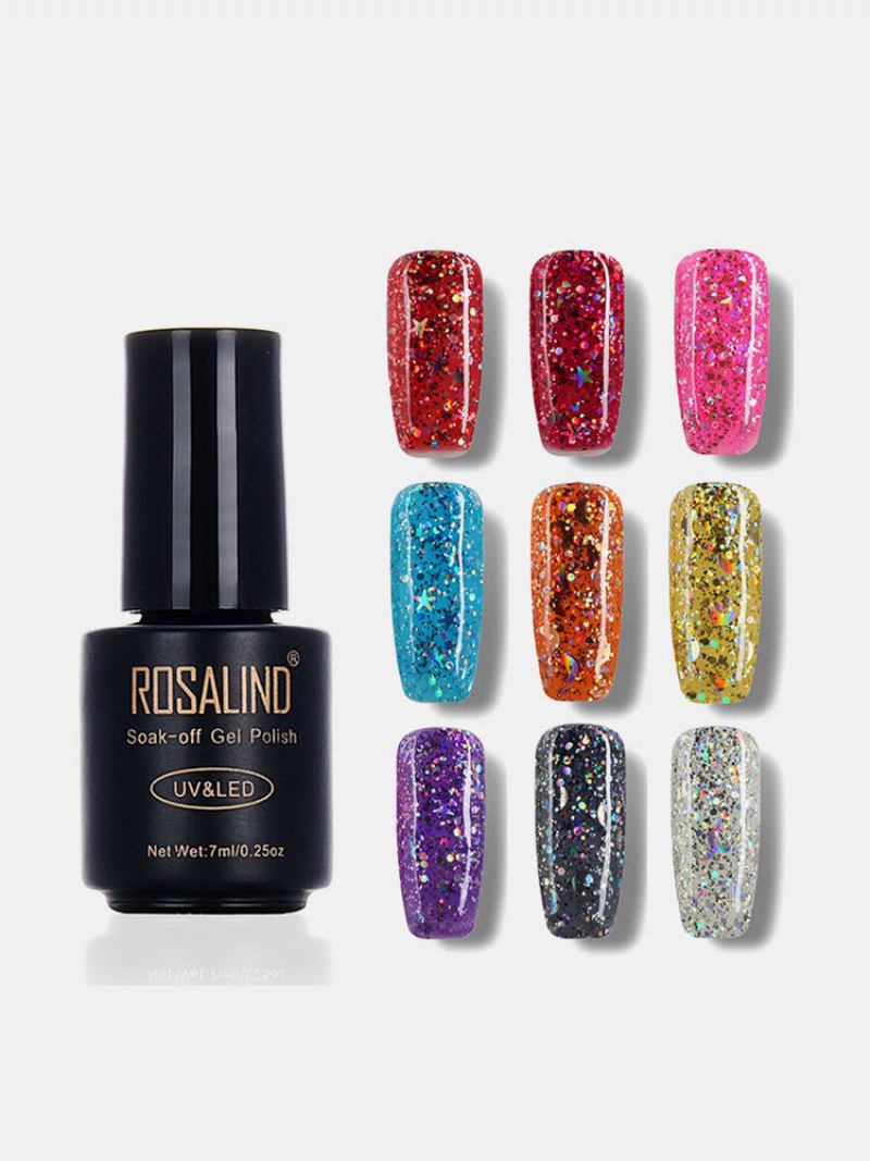 Rosalind 12 Χρώματα Uv Gel Polish Glitter Sequins Soak Off Uv Led Lamp Nail Art Μακράς Διαρκείας 7ml