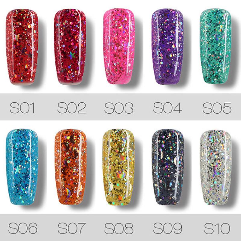 Rosalind 12 Χρώματα Uv Gel Polish Glitter Sequins Soak Off Uv Led Lamp Nail Art Μακράς Διαρκείας 7ml