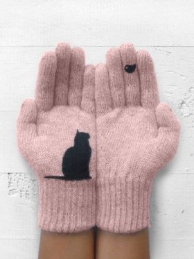 Γυναικεία Μάλλινα Γάντια Φθινοπωρινό Χειμώνα Για Εξωτερικούς Χώρους Ζεστά Κρύα Γεμισμένα Για Πτηνά Γάτας