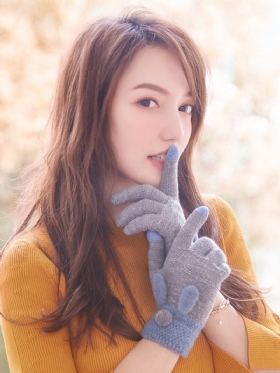 Γυναικεία Χειμωνιάτικα Ζεστά Μάλλινα Βελούδινα Πλεκτά Αυτιά Κουνελιού Γάντια Με Πλήρη Δάχτυλα Για Εσωτερικούς Χώρους Outdoor Vogue Χαριτωμένα