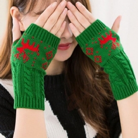 Πλεκτά Χριστουγεννιάτικα Γάντια Με Μισό Δάχτυλο