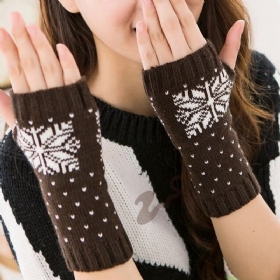 Πλεκτά Χριστουγεννιάτικα Γυναικεία Ζεστά Νιφάδα Χιονιού Με Μισό Δάχτυλο