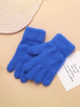 Unisex Dacron Πλεκτά Μονόχρωμα Φθινοπωρινά Χειμωνιάτικα Γάντια Με Πάχος Δακτύλου