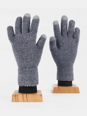Unisex Πολύχρωμο Σενίλ Πλεκτό Με Οθόνη Αφής Με Τρία Δάχτυλα Winter Outdoor Cool Protection Ζεστά Γάντια Με Πλήρες Δάχτυλο
