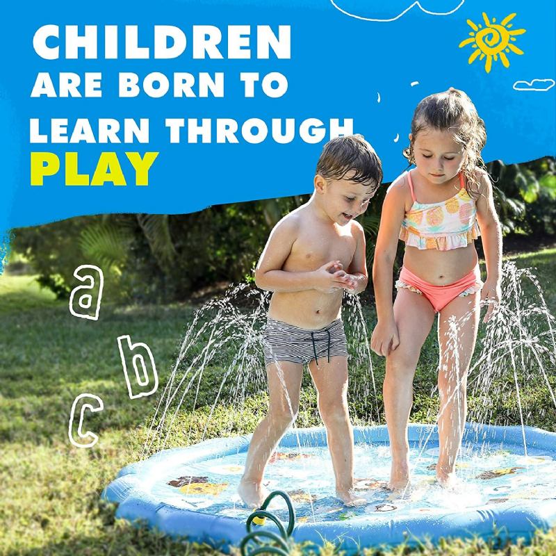 3-σε-1 Sprinkler For Kids Splash Pad And Wading Pool For Learning – Παιδική Πισίνα 68 Ίντσες Φουσκωτό Νερό – Εξωτερική Για Μωρά Και Νήπια «από Το Α Έως Το Ω»