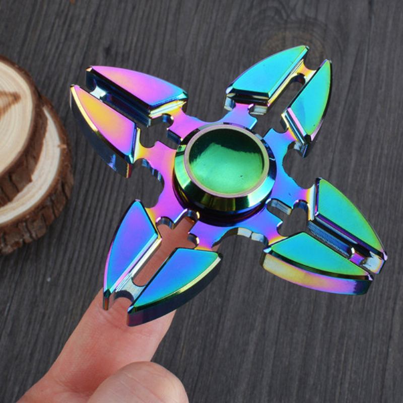 4 Point Rainbow Αλουμίνιο Fidget Hand Spinner Finger Toy Edc Focus Kids Adult