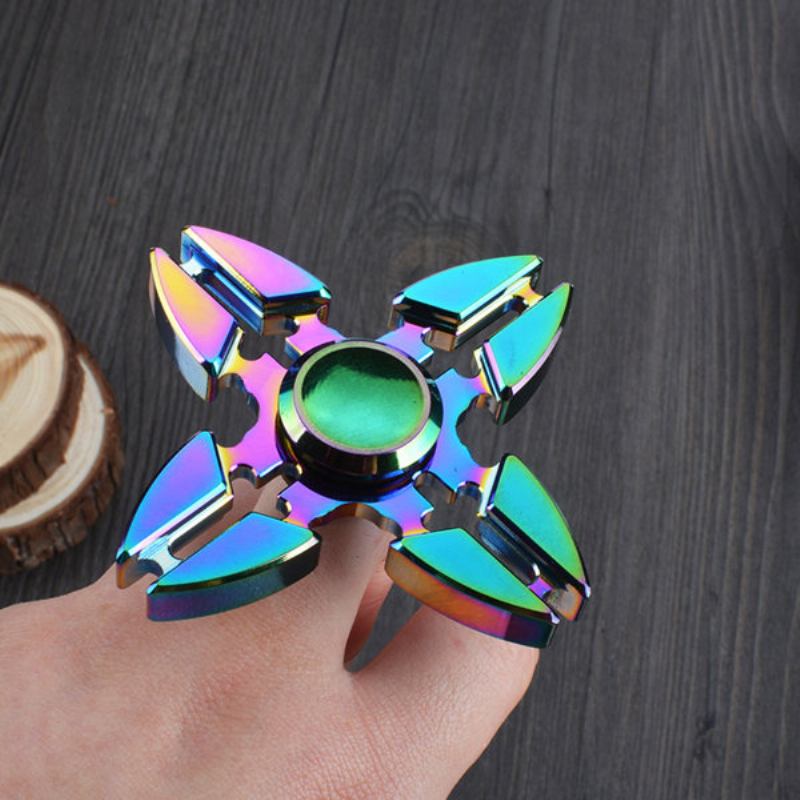 4 Point Rainbow Αλουμίνιο Fidget Hand Spinner Finger Toy Edc Focus Kids Adult