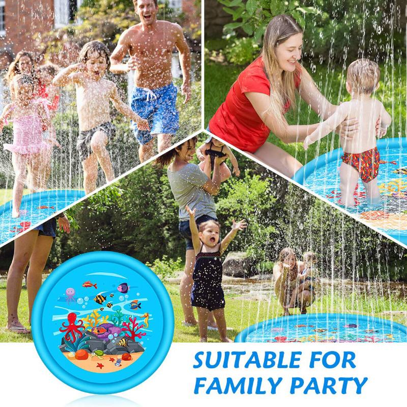 67 Ίντσες Splash Water Play Mat Sprinkle Mat Toy Για Υπαίθρια Κολύμβηση Beach Lawn Φουσκωτό Μαξιλαράκι Ψεκαστήρα Για Παιδιά