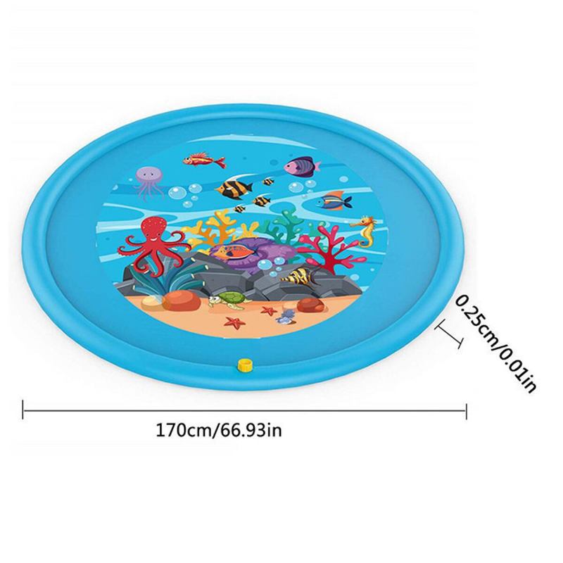 67 Ίντσες Splash Water Play Mat Sprinkle Mat Toy Για Υπαίθρια Κολύμβηση Beach Lawn Φουσκωτό Μαξιλαράκι Ψεκαστήρα Για Παιδιά