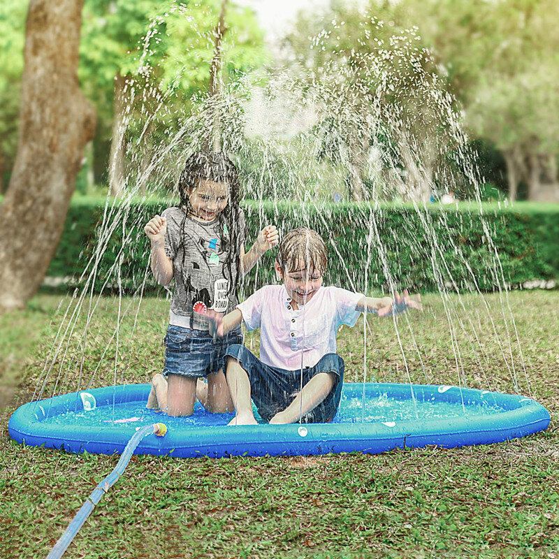 67 Ίντσες Splash Water Play Mat Sprinkle Mat Toy Για Υπαίθρια Κολύμβηση Beach Lawn Φουσκωτό Μαξιλαράκι Ψεκαστήρα Για Παιδιά