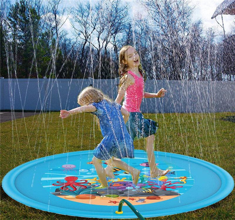 67 Ίντσες Splash Water Play Mat Sprinkle Mat Toy Για Υπαίθρια Κολύμβηση Beach Lawn Φουσκωτό Μαξιλαράκι Ψεκαστήρα Για Παιδιά