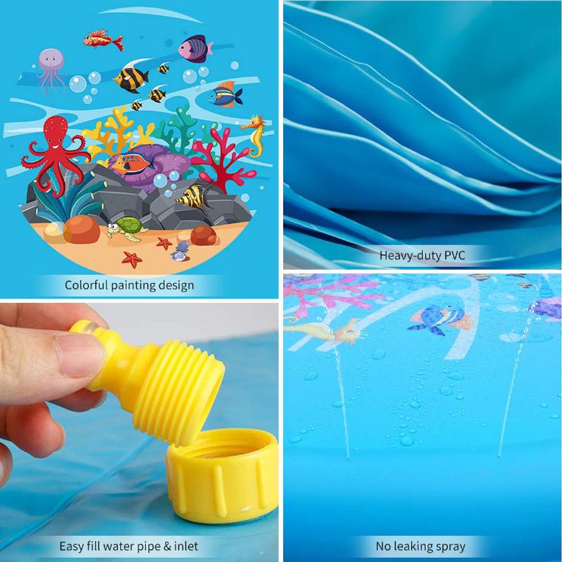 67 Ίντσες Splash Water Play Mat Sprinkle Mat Toy Για Υπαίθρια Κολύμβηση Beach Lawn Φουσκωτό Μαξιλαράκι Ψεκαστήρα Για Παιδιά