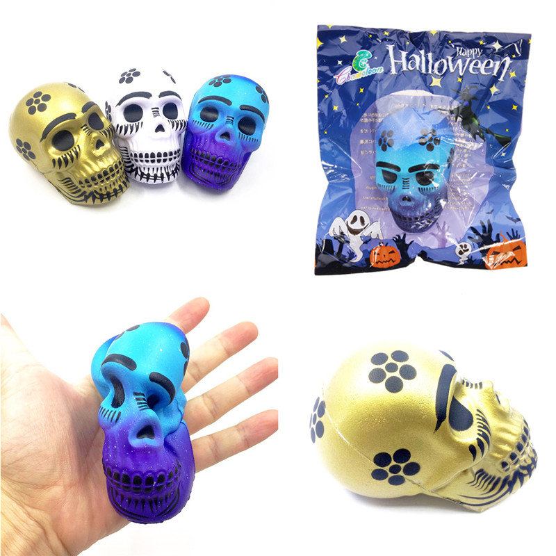 Chameleon Squishy Skull Skeleton Head 10cm Halloween Decor Slow Rising With Packaging Gift Game