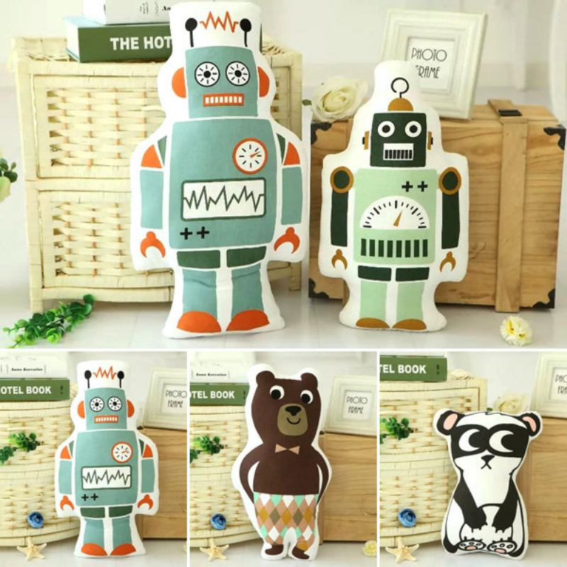 Cool Robot Panda Brown Bear Throw Μαξιλάρι Καναπές-κρεβάτι Αυτοκίνητο Βαμβακερό Γραφείου