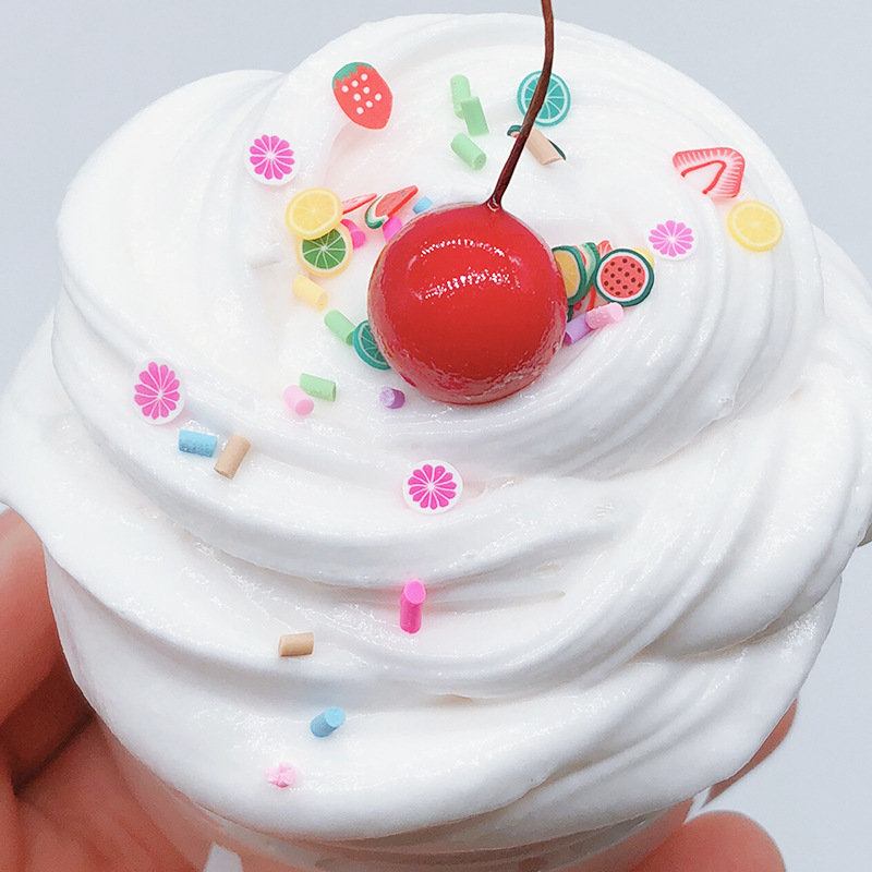 Diy Fruit Slime Fluffy Cotton Mud Πολύχρωμο Cup Cake Clay 100ml