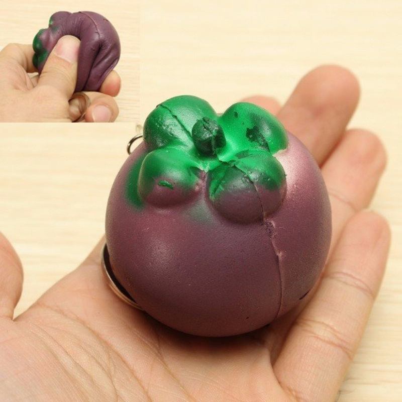 Δώρο 5.5 Εκ. Squishy Mangosteen Tropical Fruit 5.5*5 Εκ. Κρεμαστό Τσάντα Με Μπρελόκ