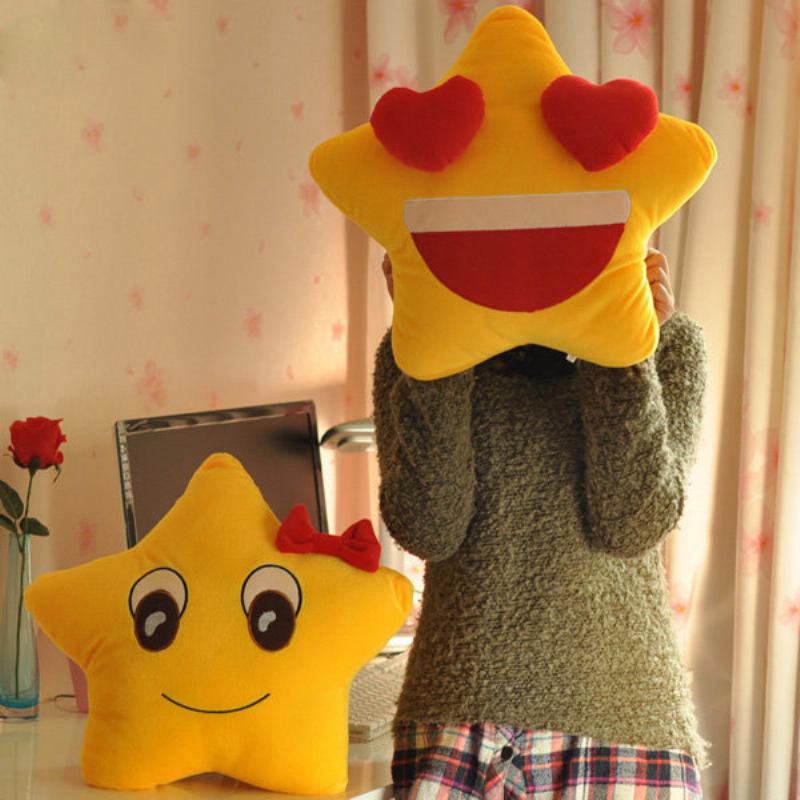 Funny Cute Lovers Yellow Star Throw Pillow Expression Μαλακό Βελούδινο Καναπέ Μαξιλάρι Γραφείου Αυτοκινήτου