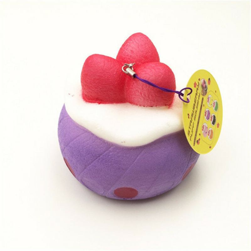 Kawaii Squishy Strawberry Puff Slow Rising Phone Bag Strap Pendent Collection Δώρο Παιχνίδι