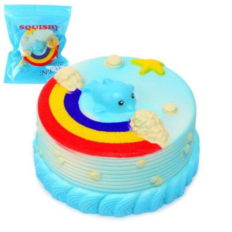 Οχι Οχι Squishy Jumbo Ocean Rainbow Cake Dolphin Star Slow Rising Αρχική Συσκευασία Ντεκόρ Παιχνίδι Δώρου