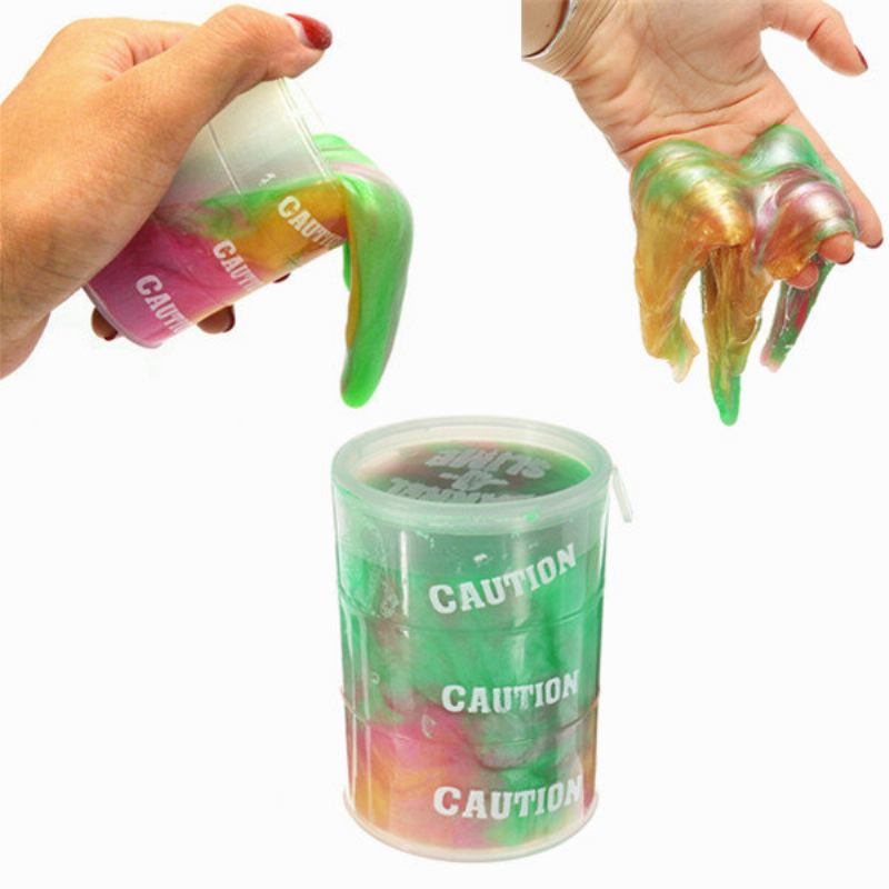 Rainbow Colors Transparent Slime Toys Stress Reliever Clay