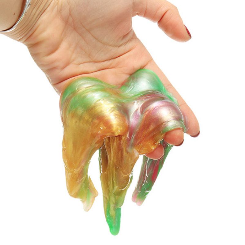 Rainbow Colors Transparent Slime Toys Stress Reliever Clay