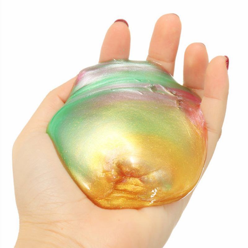 Rainbow Colors Transparent Slime Toys Stress Reliever Clay