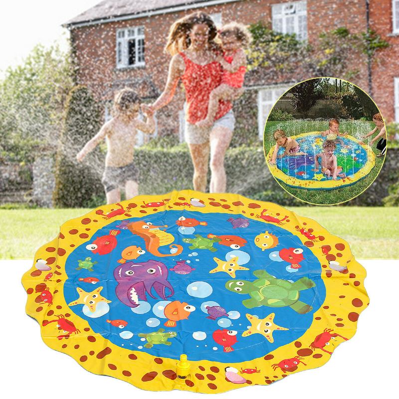 Splash Pad 39 Inches Sprinkle And Play Mat Sprinkler Για Παιδιά Αγόρια Κορίτσια Fun Mat Summer Outdoor Pad Party Water Παιχνίδια Πολύ Μεγάλη Παιδική Πισίνα Με Ψεκαστήρα