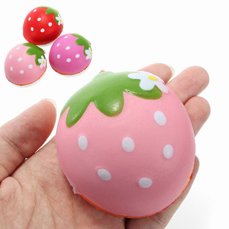 Squishy Half Strawberry 7cm Soft Slow Rising Συλλογή Δώρου Διακοσμητικό Παιχνίδι