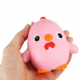 Squishy Pink Chicken Jumbo 10cm Slow Rising Collection Διακόσμηση Δώρου Μαλακό Παιχνίδι Λουράκι Τηλεφωνικής Τσάντας