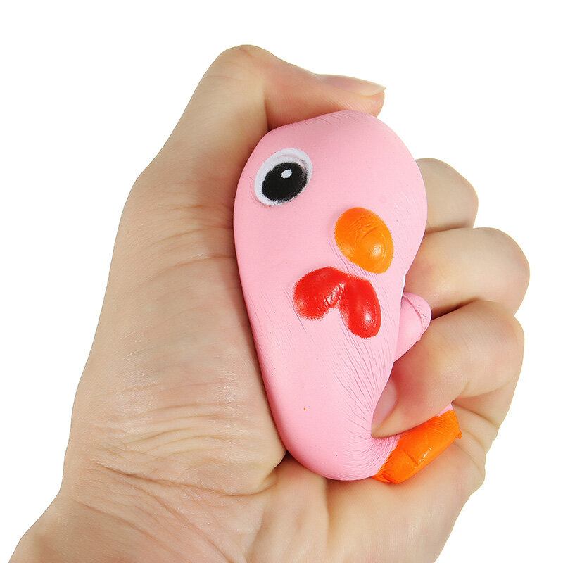 Squishy Pink Chicken Jumbo 10cm Slow Rising Collection Διακόσμηση Δώρου Μαλακό Παιχνίδι Λουράκι Τηλεφωνικής Τσάντας