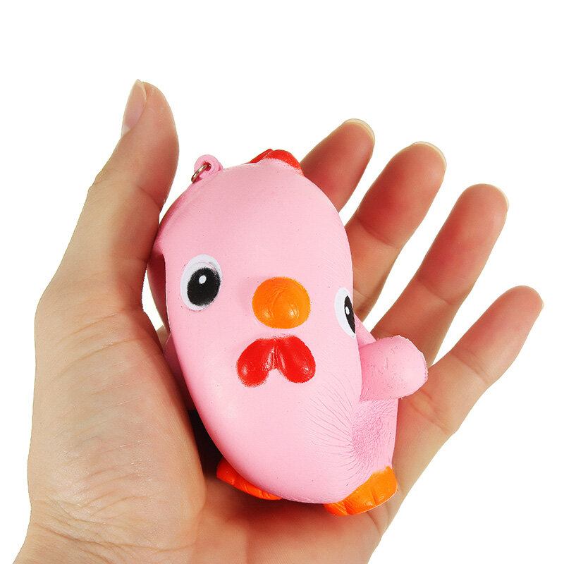 Squishy Pink Chicken Jumbo 10cm Slow Rising Collection Διακόσμηση Δώρου Μαλακό Παιχνίδι Λουράκι Τηλεφωνικής Τσάντας